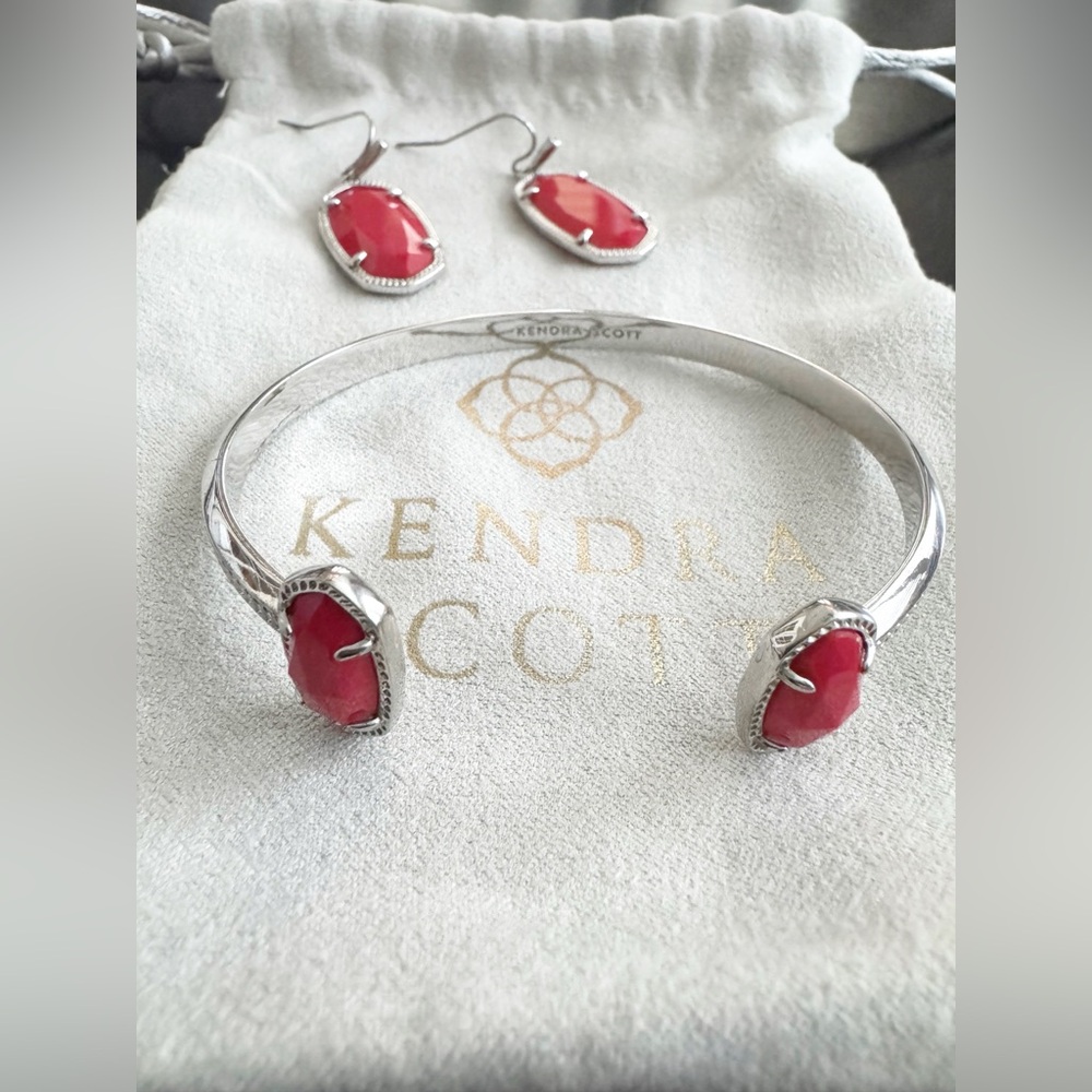 Kendra Scott Elton Silver Cuff and Lee Silver Drop Earrings